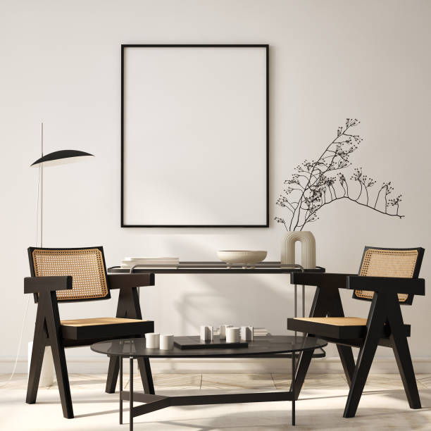 istock mock up poster frame in modern interior background, living room, Scandinavian style, 3D render, 3D illustration 1430358244