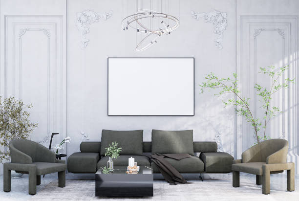 istock Mock up poster frame in modern interior fully furnished rooms 1430358713