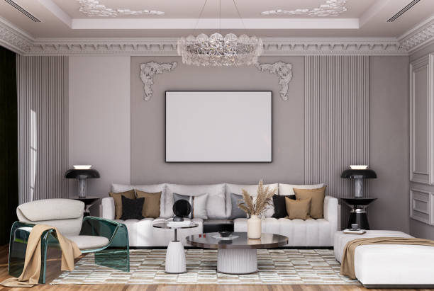 istock Mock up poster frame in modern interior fully furnished rooms 1430360390