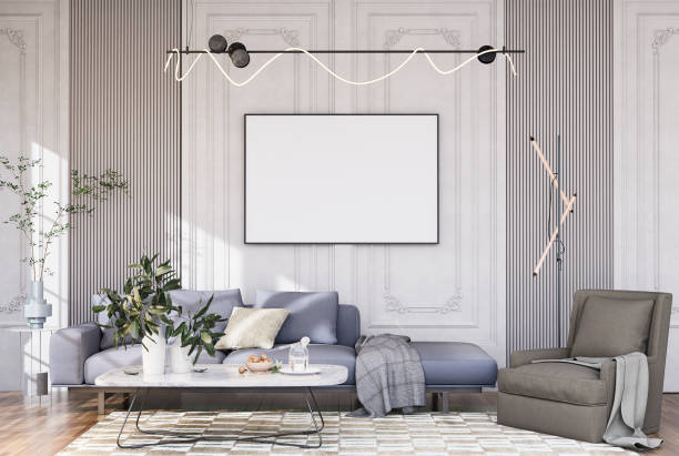 istock Mock up poster frame in modern interior fully furnished rooms 1430360392