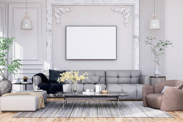 istock Mock up poster frame in modern interior fully furnished rooms 1430360618