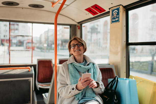 istock Senior woman in the bus 1430361694