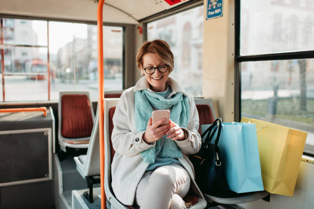 Senior woman in the bus