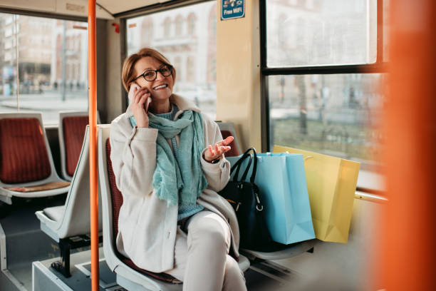 istock Senior woman in the bus 1430361905