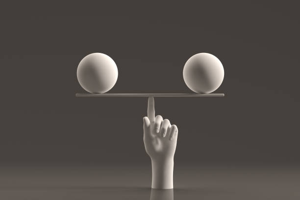 istock Balance board with human hand, teamwork, minimal concept, business background 1430363101