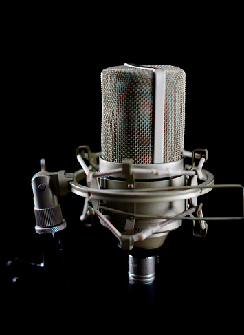 Microphone on pure black background