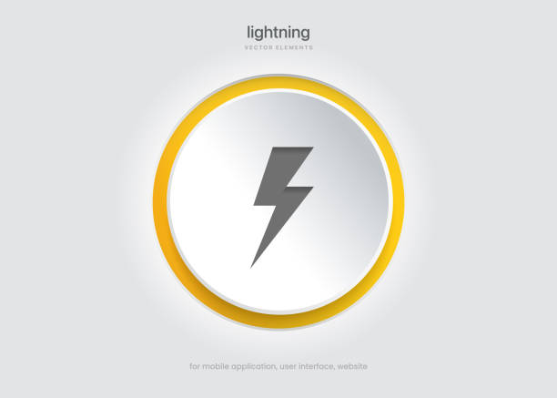 3d thunder bolt vector. Flash logo. Lightning icon push button. Electrical sign. Thunderbolt symbol. Charge charging energy sign on white background isolated for ui ux mobile app websites. 3d thunder bolt vector. Flash logo. Lightning icon push button. Electrical sign. Thunderbolt symbol. Charge charging energy sign on white background isolated for ui ux mobile app websites. electrical outlet white background stock illustrations