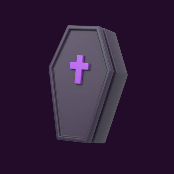 istock Coffin 3d Icon render Halloween Illustration on isolated background 1430366559