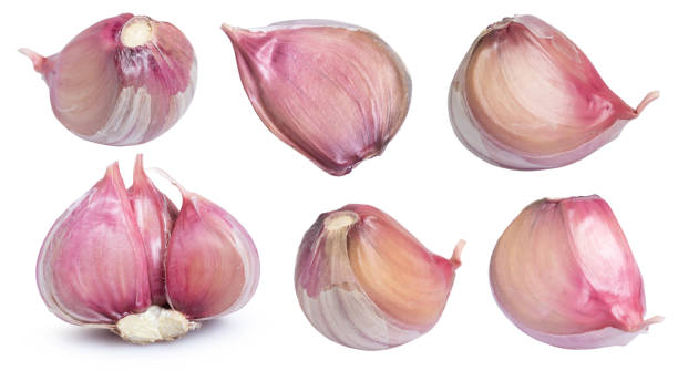 istock Garlic bulb and garlic cloves on white background 1430369479