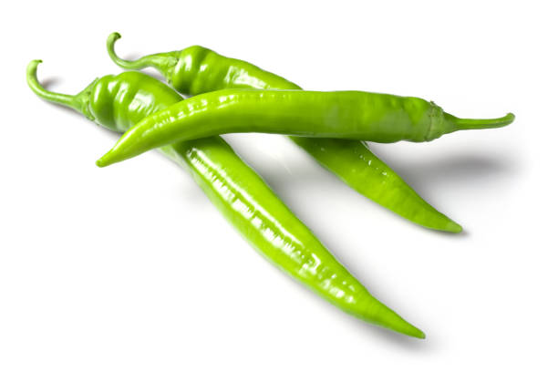 istock Green chili pepper isolated on a white background 1430369572