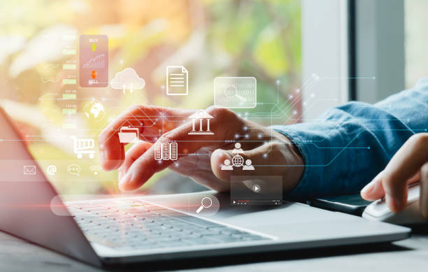 istock Businessmen are working on the laptop keyboard to use the search engine optimization tool,  for technology, marketing, and business concept. To find customers or promote and advertise on online content 1430371152