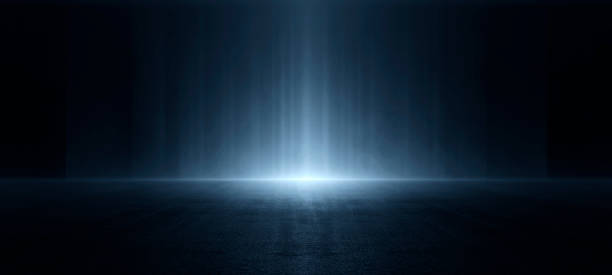 istock The light effect, dark empty street, dark blue background, an empty dark scene, neon light, spotlights The asphalt floor and studio room with smoke float up the interior texture. night view. illustration 1430371826