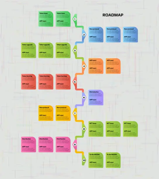 Vector illustration of Roadmap with colorful copy space on light background. Vertical infographic timeline template for business presentation. Vector.