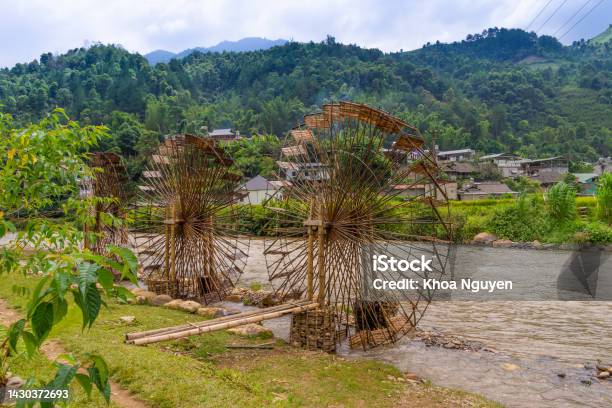 View Of Water Mill In Mu Cang Chai Yen Bai Province Vietnam In A Summer Day Stock Photo - Download Image Now