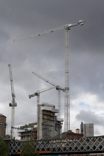 Multiple tower cranes on building site in Dublin City