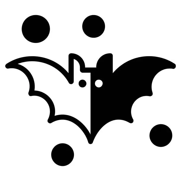 Vector illustration of horror bat vector black filled outline icon.