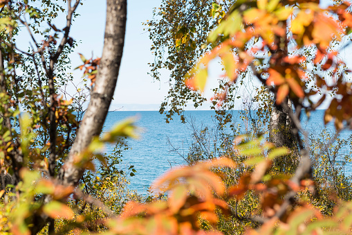 the clearest and deepest lake Baikal in autumn and summer