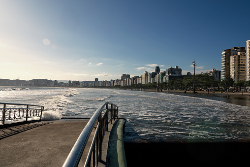 Santos, Brazil. Beachfront seen from the bridge over water channel number 6.