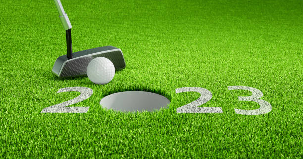 Golf Motive - 2023 Numbers on Grass Background stock photo