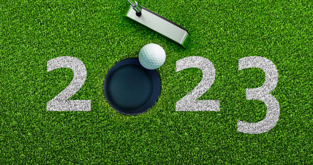 Golf Motive - 2023 Numbers on Grass Background stock photo