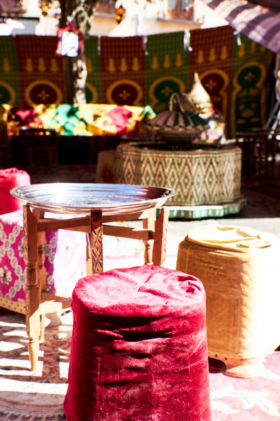 istock Arabian teahouse with low benches and silver trays 1430410175