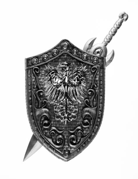 istock silver swords and shield isolated on white background 1430410218