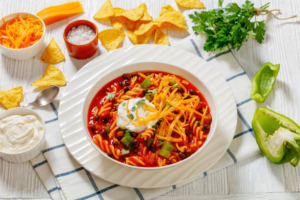 istock Black Bean Soup with spiral pasta and vegetables 1430410312