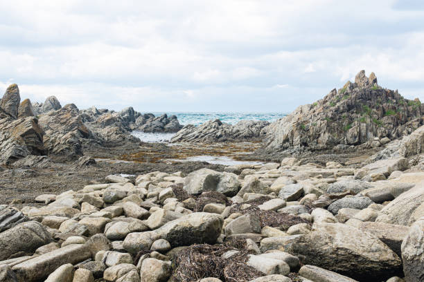 istock ocean shore with rocks of columnar basalt, Cape Stolbchaty on Kunashir Island 1430413776