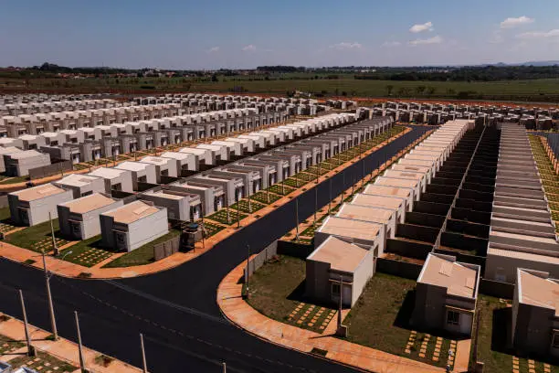 Photo of Aerial view of a housing project (popular houses) in the State of São Paulo, Brazil