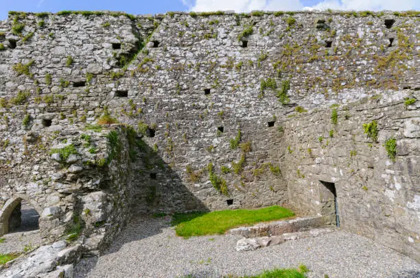 Walls at the ruins of Strade Abbey, County Mayo, Republic of Ireland