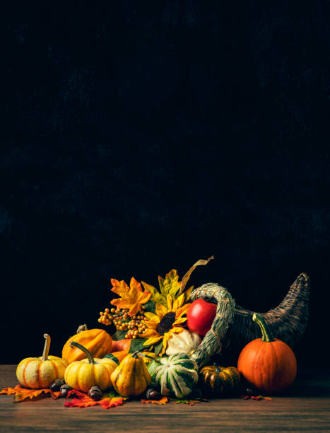 istock Beautiful Thanksgiving Cornucopia With Room for Copy 1430417871