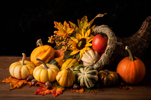 istock Still Life Cornucopia With Gourds and Pumpkins 1430418218