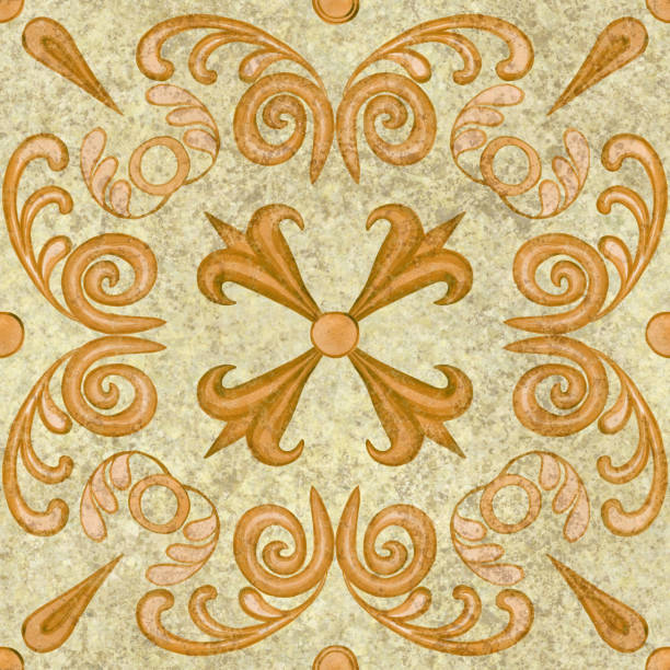 istock Vintage Moroccan tiles seamless pattern. Endless retro background in majolica style. Italian classic style of shabby old tiles. For wallpaper and fabric. Old watercolor hand painted azulejo pottery. 1430421513