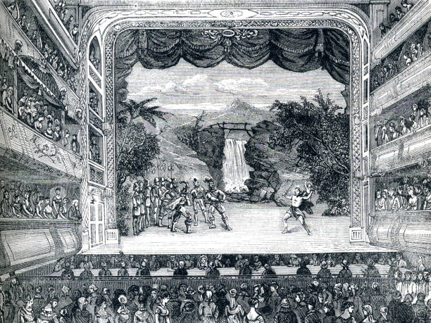 интерьер театра ковент-гарден лондон 19 век - role play stock illustrations