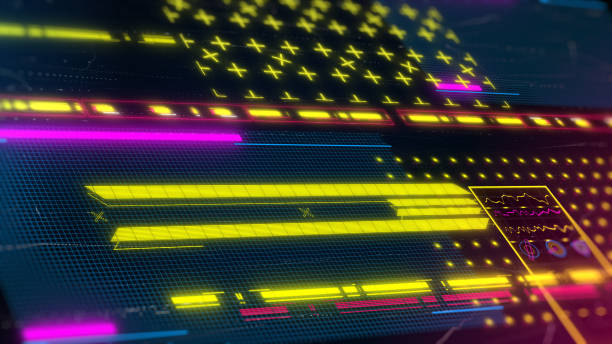istock Cyberpunk gaming hud background. futuristic 3d illustration. Neon interface. 1430430068