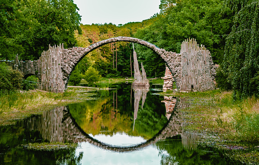Rakotz bridge in the azalea and rhododendron park Kromlau at the Rakotz Lake