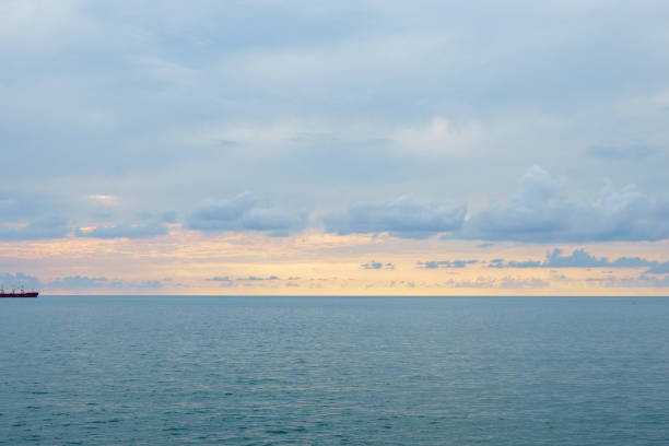 istock The ship sails in the Black Sea at sunset 1430434422