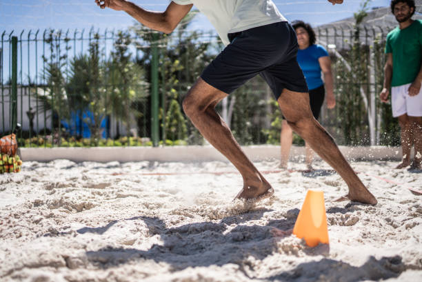istock Low section of a man training in a sand court 1430437573