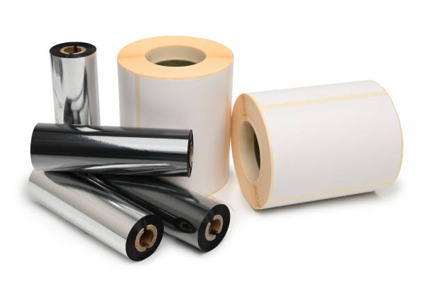 istock Rroll wax ribbon for thermal transfer printer in core and thermal labels 1430438336