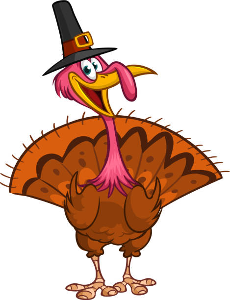 istock Cartoon happy cute thanksgiving turkey bird. Vector illustration isolated. Design for Thanksgiving Day 1430440498