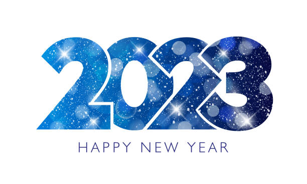 frohes neues jahr 2023 textgestaltung. - neujahr stock-grafiken, -clipart, -cartoons und -symbole