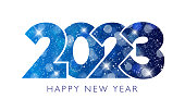 Happy New Year 2023 text design.