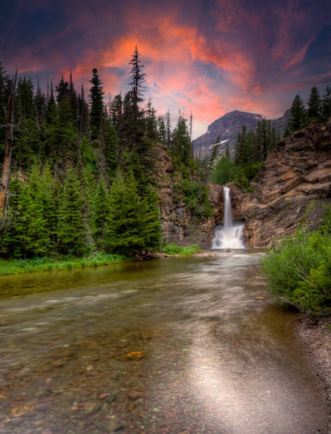 corrida eagle falls - flathead national forest - fotografias e filmes do acervo