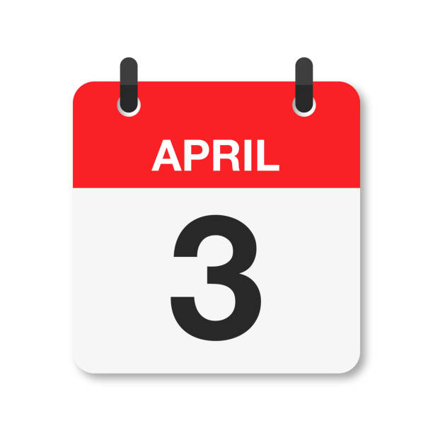 3. april - tageskalendersymbol - weißer hintergrund - tischkalender stock-grafiken, -clipart, -cartoons und -symbole