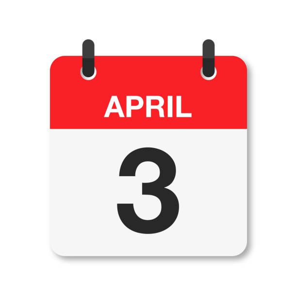 April 3 - Daily Calendar Icon - White Background Daily Calendar Icon, 2022, 2023, 2024, 2025 april stock illustrations