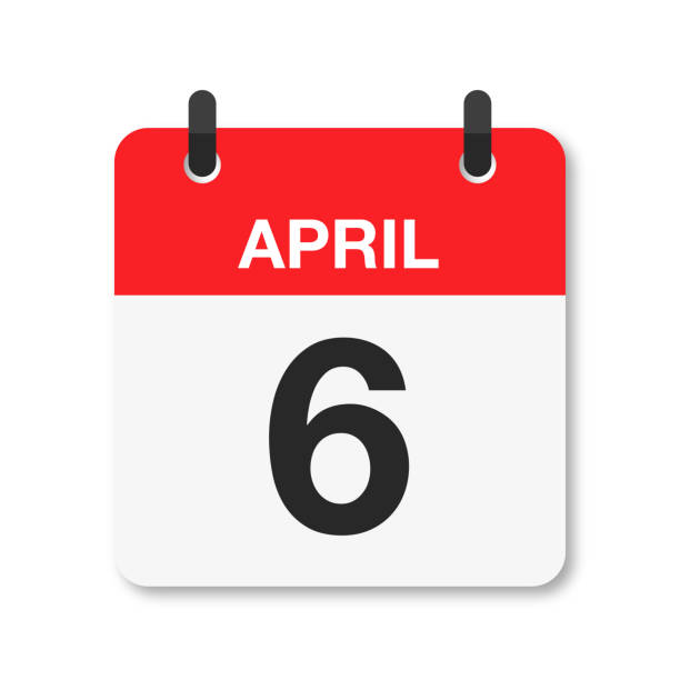 stockillustraties, clipart, cartoons en iconen met april 6 - daily calendar icon - white background - april 2023