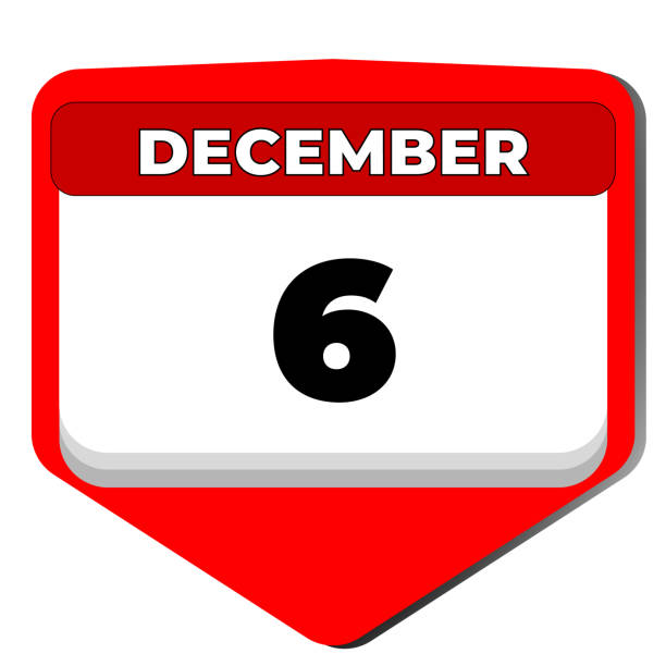 6 December vector icon calendar day. 6 date of December. Sixth day of December. 6th date number. 6 day calendar. Six date. Finland Independence 6 December vector icon calendar day. 6 date of December. Sixth day of December. 6th date number. 6 day calendar. Six date. Finland Independence. Vector illustration day 6 stock illustrations