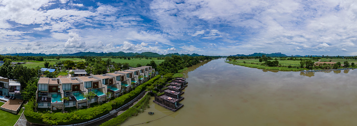 Kanchanaburi Thailand, a luxury resort alongside the River Kwai, is popular for kayaking on the river.
