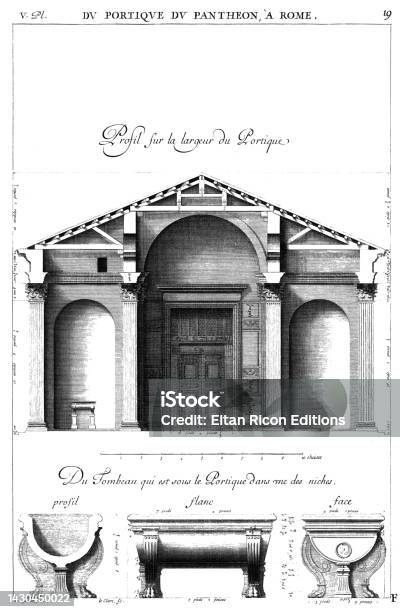 From The Portico Of The Pantheon In Rome Profile Of The Width Of The Portico And Tomb Under The Portico By The Ancient Buildings Of Rome 1682 Stock Photo - Download Image Now