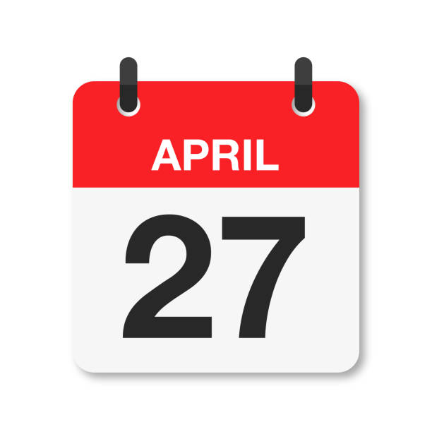 April 27 - Daily Calendar Icon - White Background Daily Calendar Icon, 2022, 2023, 2024, 2025 number 27 stock illustrations
